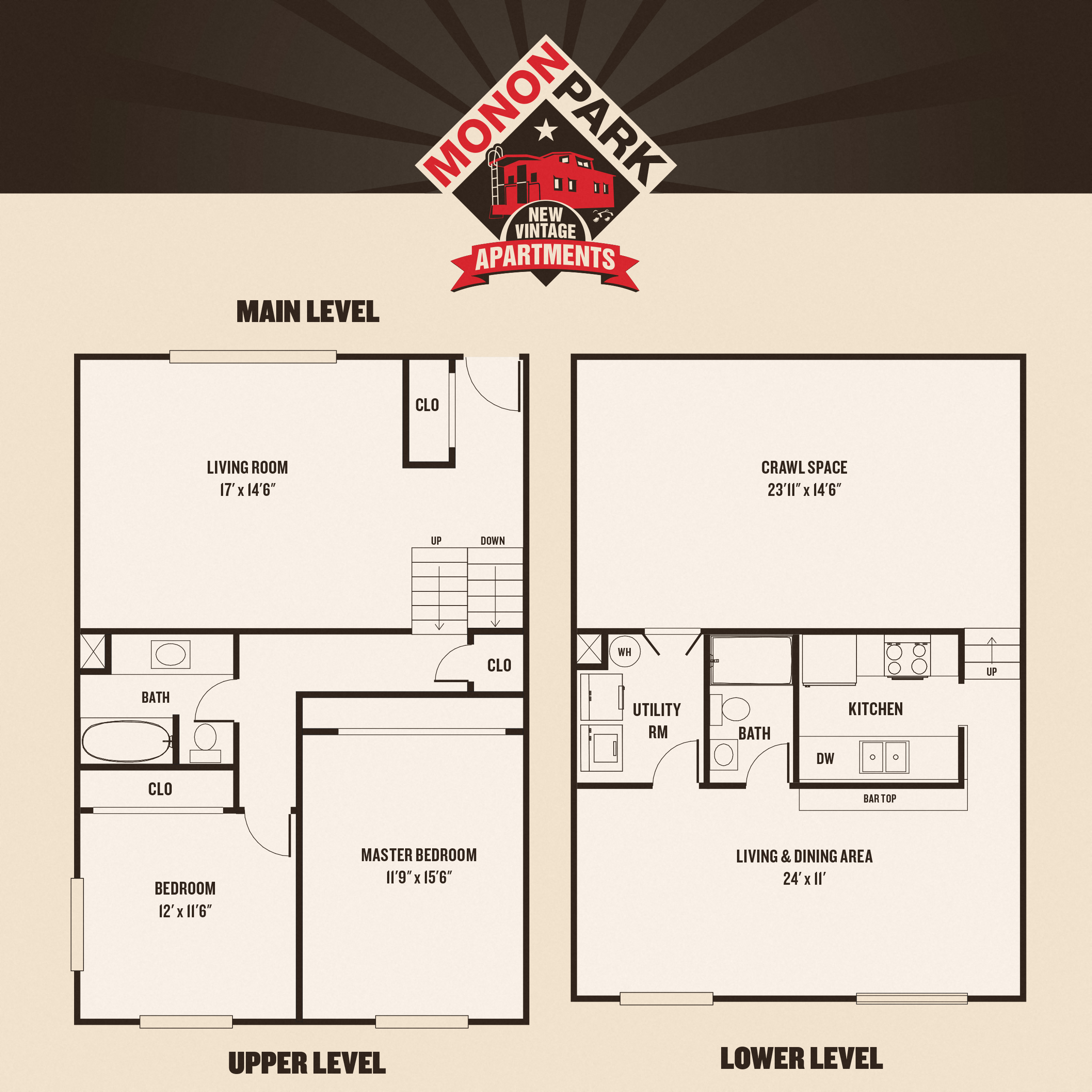 Floor plan for 2 beds, 2 baths, 1564 sqft